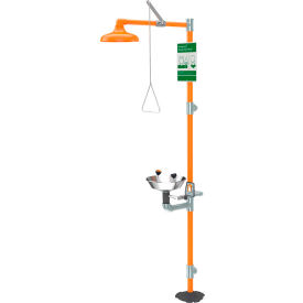 Emergency Wash Station Eye Wash Fountain And Drench Shower, Floor Mount, G1902