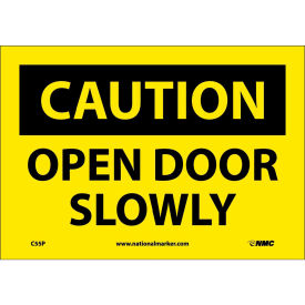 Safety Signs - Caution Open Door Slowly - Vinyl 7"H X 10"W