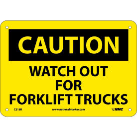 Safety Signs - Caution Watch Out Forklift Trucks - Rigid Plastic 7"H X 10"W