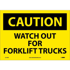 Safety Signs - Caution Watch Out Forklift Trucks - Vinyl 10"H X 14"W