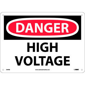 Safety Signs - Danger High Voltage - Rigid Plastic 10"H X 14"W