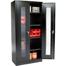Clear View Storage Cabinet, 36"W x 18"D x 78"H, Assembled, Black