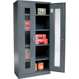 Clear View Storage Cabinet, 36"W x 18"D x 78"H, Unassembled, Gray