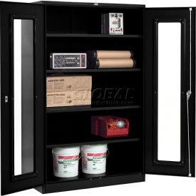 Clear View Storage Cabinet, 48"W x 24"D x 78"H, Assembled, Black