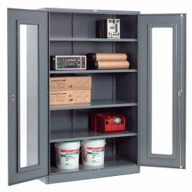 Clear View Storage Cabinet, 48"W x 24"D x 78"H, Assembled, Gray