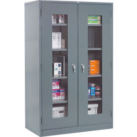 Clear View Storage Cabinet, 36"W x 18"D x 78"H, Assembled, Gray