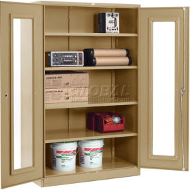 Clear View Storage Cabinet, 48"W x 24"D x 78"H, Unassembled, Tan