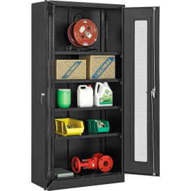 Storage Cabinet, Expanded Metal Door, 36"W x 18"D x 78"H, Assembled, Black