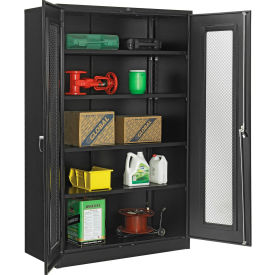 Storage Cabinet, Expanded Metal Door, 48"W x 24"D x 78"H, Assembled, Black