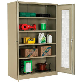Storage Cabinet, Expanded Metal Door, 48"W x 24"D x 78"H, Unassembled, Tan