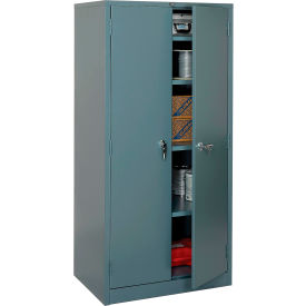 Storage Cabinet, Turn Handle, 36"W x 24"D x 78"H, Gray, Unassembled