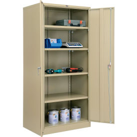 Storage Cabinet, Turn Handle, 36"W x 24"D x 78"H, Tan, Unassembled