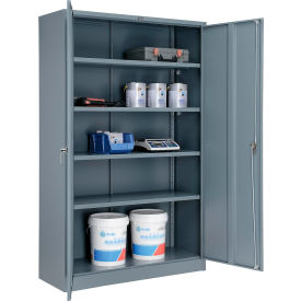 Storage Cabinet, Turn Handle, 48"W x 18"D x 78"H, Gray, Unassembled