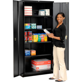 Storage Cabinet, Turn Handle, 36"W x 24"D x 78"H, Black, Assembled