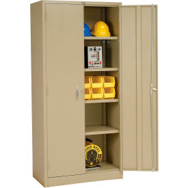 Storage Cabinet, Turn Handle, 36"W x 18"D x 78"H, Tan, Unassembled