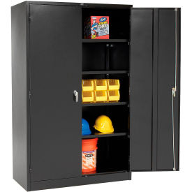 Storage Cabinet, Turn Handle, 48"W x 24"D x 78"H, Black, Unassembled