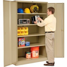 Storage Cabinet, Turn Handle, 48"W x 18"D x 78"H, Tan, Assembled