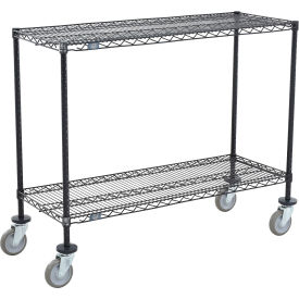 2 Shelf Shelf Cart, Black Epoxy, 48"W x 30"D x 40"H, Poly Casters, 4 Swivel