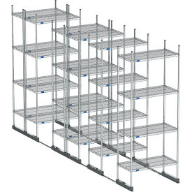 High Density Floor Track Shelving, 6 Unit, Stainless Steel, 48"W x 30"D x 76"H, 18' Length