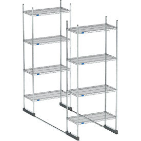 High Density Floor Track Shelving, 2 Unit, Chrome, 36"W x 36"D x 76"H, 11' Length