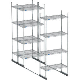 High Density Floor Track Shelving, 3 Unit, Chrome, 36"W x 24"D x 76"H, 10' Length