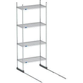 High Density Floor Track Shelving, Stainless Steel, 36"W x 36"D x 76"H, 8' Length