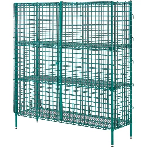Security Unit, Poly-Green, 2 Quick Adjust Shelves, 36"W x 18"D x 66"H