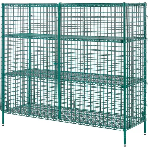 Security Unit, Poly-Green, 2 Quick Adjust Shelves, 72"W x 24"D x 66"H