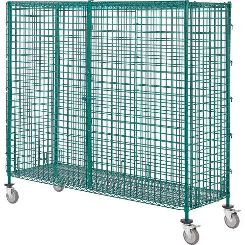 Security Truck, Poly-Green, 60"W x 24"D x 69"H, Polyurethane Casters, 2 Brakes