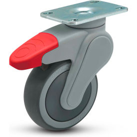 4" Avant Caster with Swivel Plate and Total Lock, 2-1/2" x 3-5/8" Plate, 220 Lb. Cap.