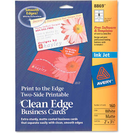 Print-to-the-Edge 2-Sided Clean Edge Business Card, 2" x 3", Matte, 160/Pack