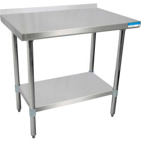 Stainless Steel Table, 60 x 30", Undershelf, 1-1/2" Backsplash, 18 Gauge