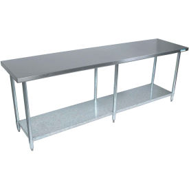 430 Stainless Steel Table, 96 x 18", Galvanized Undershelf, 18 Gauge