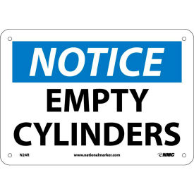 N24R OSHA Sign, Notice Empty Cylinders, 7" X 10", White/Blue/Black
