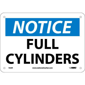 OSHA Sign, Notice Full Cylinders, 7" X 10", White/Blue/Black