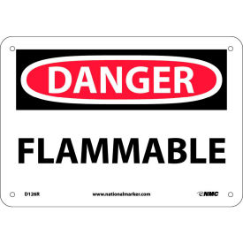 Danger Flammable OSHA Sign, 7" X 10", White/Red/Black