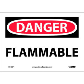 OSHA Sign, Danger Flammable, 7" X 10", White/Red/Black