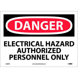 OSHA Sign, Danger Electrical Hazard Authorized Personnel Only, 10" X 14", White/Red/Black