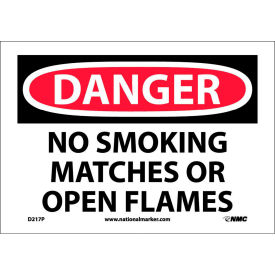 Danger No Smoking Matches Or Open Flames, 7" X 10", White/Red/Black