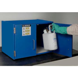 6x2-1/2 Ltr. Bottle Cap., Acid Cabinet, Manual Close, 2 Door, 24"W x 6"D x 18-1/2" H, Blue