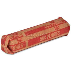 Flat Coin Wrapper, $0.50 Pennies Capacity, Pack of 1000