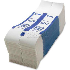 Color-Coded Quick Stick Currency Band $100 in Dollar Bills Blue, 1000 Bands/Pack