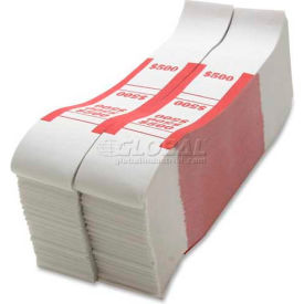 Color-Coded Quick Stick Currency Band $500 in $5 Bills Red, 1000 Bands/Pack