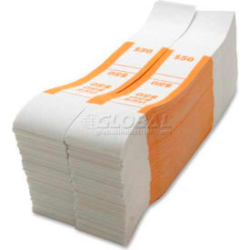 Color-Coded Quick Stick Currency Band $50 in Dollar Bills Orange, 1000 Bands/Pack