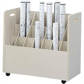 Mobile File Roll Storage with 21 Compartment, 30-1/4"W, White