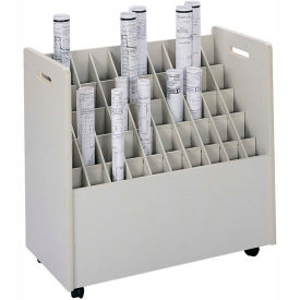 Mobile File Roll Storage with 50 Compartment, 30-1/4"W, White