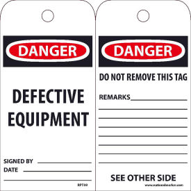 Tags, Danger Defective Equipment, 6" X 3", White/Red/Black, 25/Pk