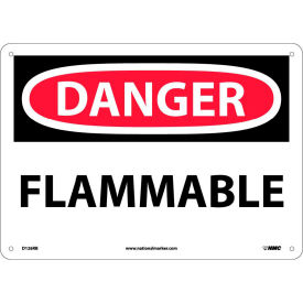 Danger Flammable OSHA Sign, 10" X 14", White/Red/Black