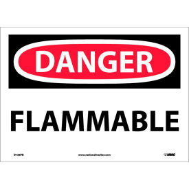 Danger Flammable OSHA Sign, 10" X 14", White/Red/Black