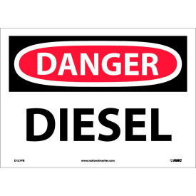 OSHA Sign, Danger Diesel, 10" X 14", White/Red/Black